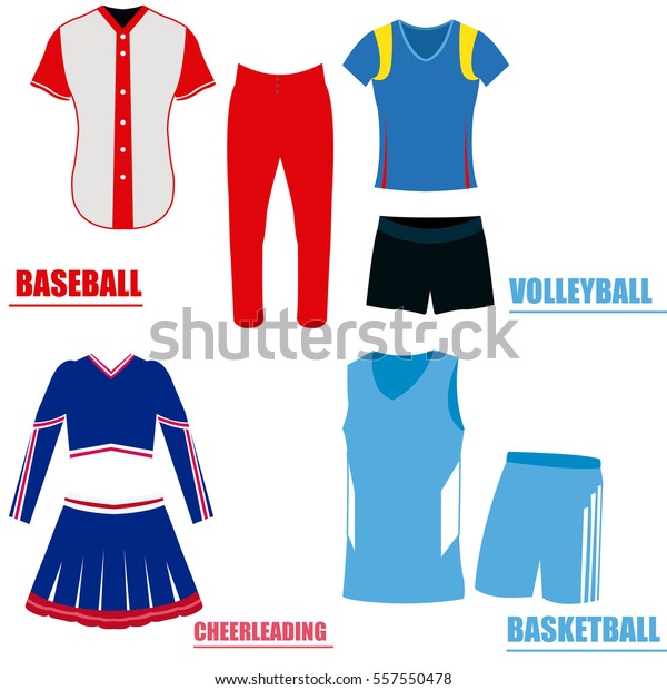 Set of different sport uniforms, Vector illustration