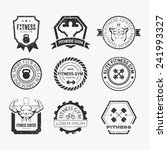 Set of different sports and fitness logo templates. Gym logotypes. Athletic labels and badges made in vector. Bodybuilder, fit man, athlet icon.  