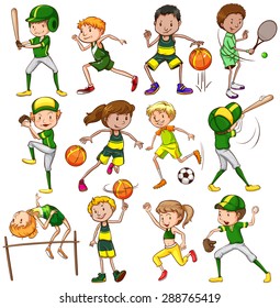 Set Different Sports Green Color Uniform Stock Vector (Royalty Free ...