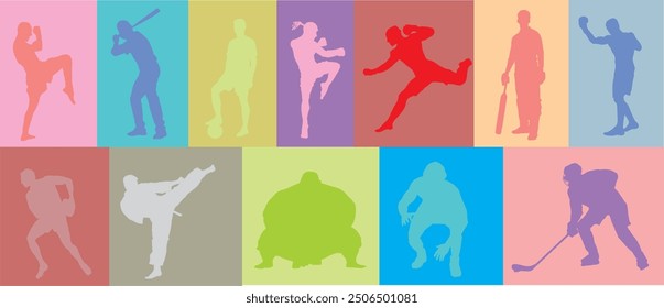 set of different sports silhouette collection vector illustration