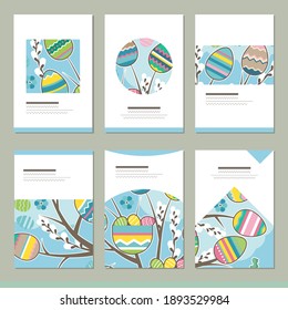 Set with different spring  easter templates with decoration. Cards for your festive design and advertisement
