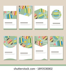 Set with different spring  easter templates with decoration. Cards for your festive design and advertisement
