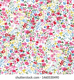 Set of different spring flowers.  Individual elements isolated on a white and color background, Seamless summer pattern with  White background