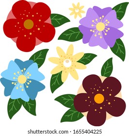set of different spring flowers. Vector graphics