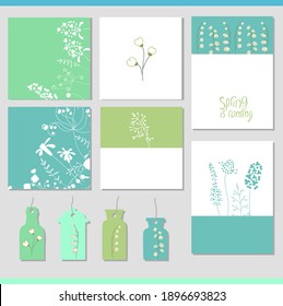 Set with different spring greeting cards. Easter festive templates for your design