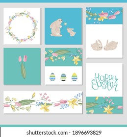 Se establece con diferentes tarjetas de felicitación de primavera. Plantillas de fiesta de Pascua para su diseño