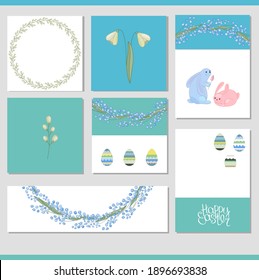 Set with different spring greeting cards. Easter festive templates for your design