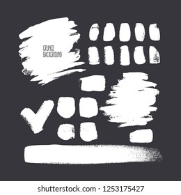 Set of different square brush strokes. Hand-drawn illustration