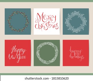 Set with different square Christmas templates