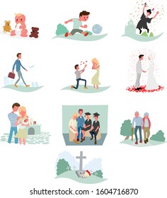 a set of different stages in life story in vector