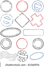 A set of different stamps. All vector objects and details are isolated and grouped. Stamps have transparent background. Colors and white background color are easy to remove, adjust or customize.
