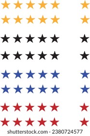 Set of different star rating icons..