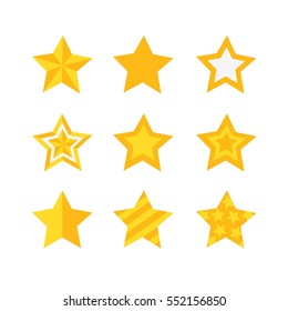 Set of different stars in cartoon flat style isolated on white background. Art vector illustration.
