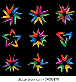 Set of different stars icons for your design. Black edition #5