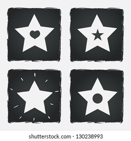 Set of different stars on chalkboard background. Vector illustration.