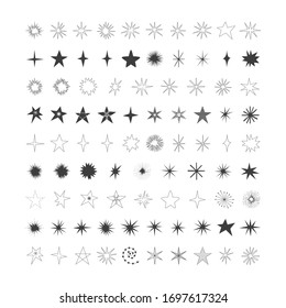 Set of different stars. Vector isolated illustration.