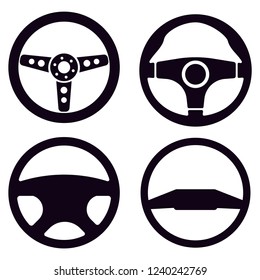 Set of different steering wheels