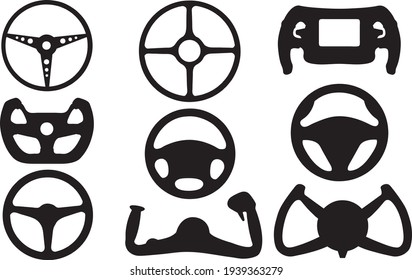 set of different steering wheels