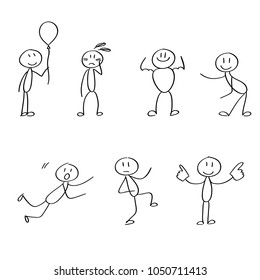 Set of different stick figures in the moves.