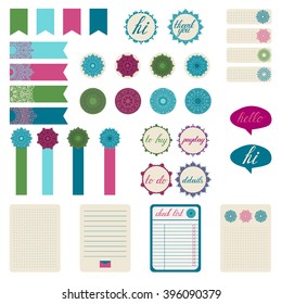 Set of different stickers with the mandala.
Stickers for organized planner. Template for planner, scrapbooking, wrapping, wedding invitation, notebooks, diary.