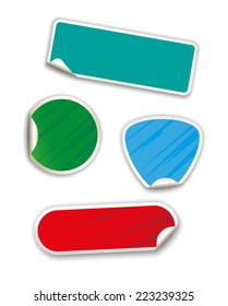 Set of different stickers over white.