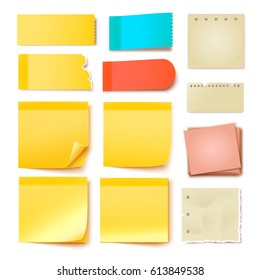 Set of different stickers and papers for text