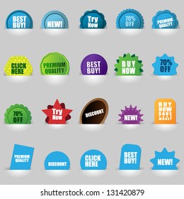 Set Of Different Stickers - Vector Illustration, Graphic Design Editable For Your Design. Logo Symbols