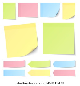 Set Of Different Sticky Notes Pastel Yellow Green Blue And Pink