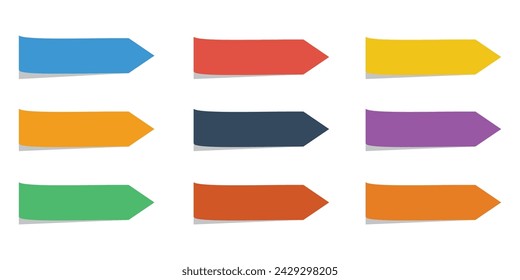 Set de diferentes papeles pegajosos, colección de notas de palo de color, notas con sombra, colorido en blanco pegajoso post it notas, conjunto realista nota de palo