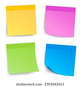 Set different sticky papers isolated, collection colored stick note, notes with shadow, colorful blank sticky post it notes - vector