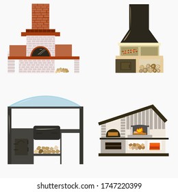 Set verschiedener Herde zum Kochen bei Feuer und Grill