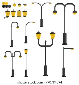 Set of different street lights