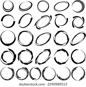 Set of different striped circles. Round vector elements for design. effect.

