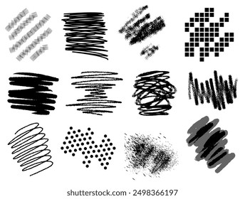 A set of different strokes and blots. Vector brushes