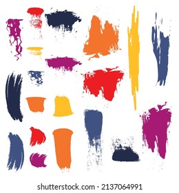 Set of different strokes of colored paint on a white background - Vector illustration