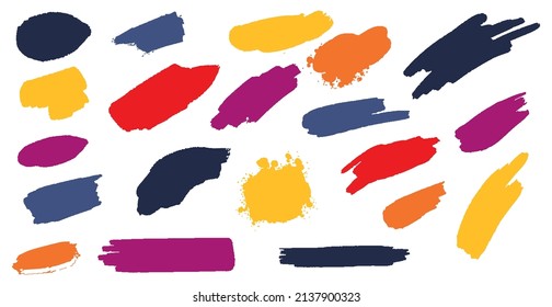 Conjunto de diferentes trazos de pintura de color sobre un fondo blanco - Ilustración vectorial