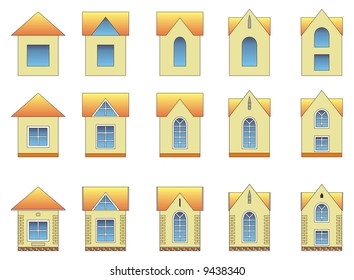 Set of different style house images with different detailing