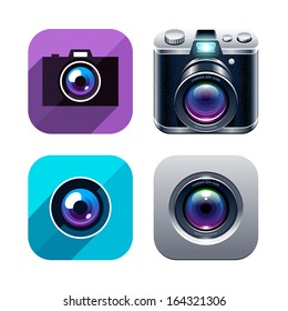 Set Of Different Styled Photo App Icons. Vector Illustration. 