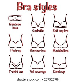 Set of different styles of bra for women