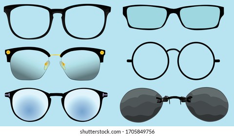 Set of Different Stylish Glasses