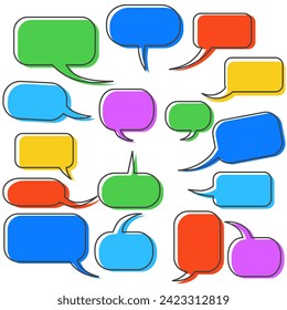 Reihe verschiedener stilisierter Formen, Sprachblasen. Cartoon, Comix, Chat, Message Boxen Design.