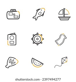 Set of different summer icons Flat design Vector illustration