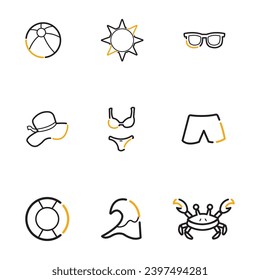 Set of different summer icons Flat design Vector illustration