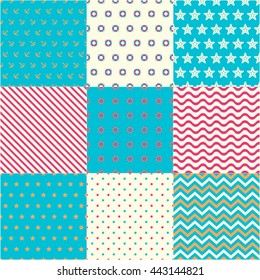 Set of different summer seamless patterns