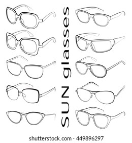 Set of the different sun glasses