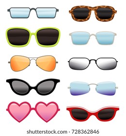 Set of different sun glasses