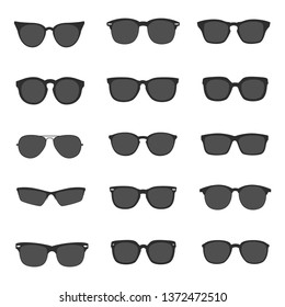 Set of different sunglasses isolated on white/ Vector illustration.