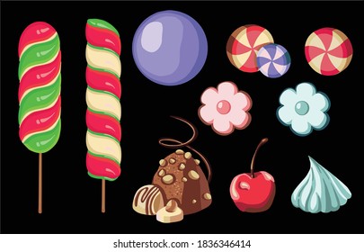 Set of different Sweet lollipops