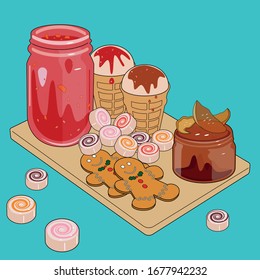 
set of different sweets for the holiday or weekend
