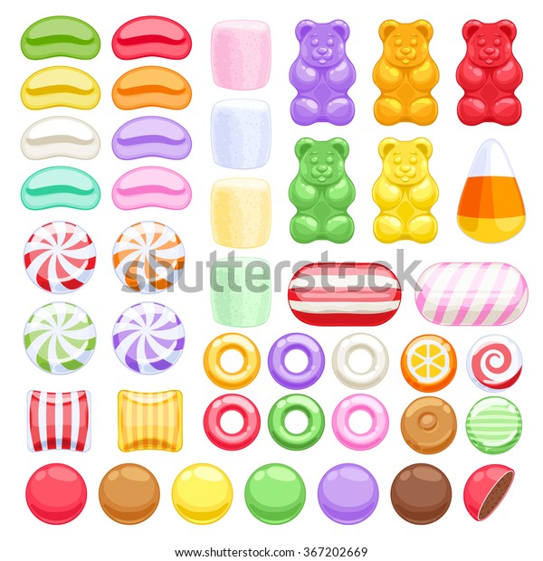 Set Different Sweets On White Background Stock Vector Royalty Free